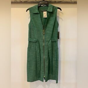 Green Sleeveless Zip-Up Dress